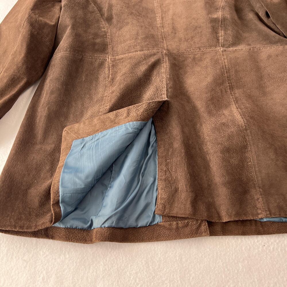 Style & Co. Coat Womens 22W Brown Suede Leather Overcoat Button Tailored Pockets - Picture 6 of 15